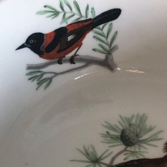 Lourioux Le Faune Birds Round Serving Bowl Casserole Baking Dish France 6.5" - Picture 3 of 12